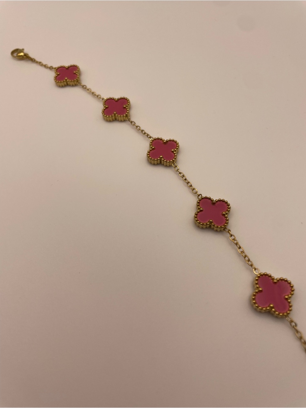 Pink Clover Link Bracelet - Women Jewelry